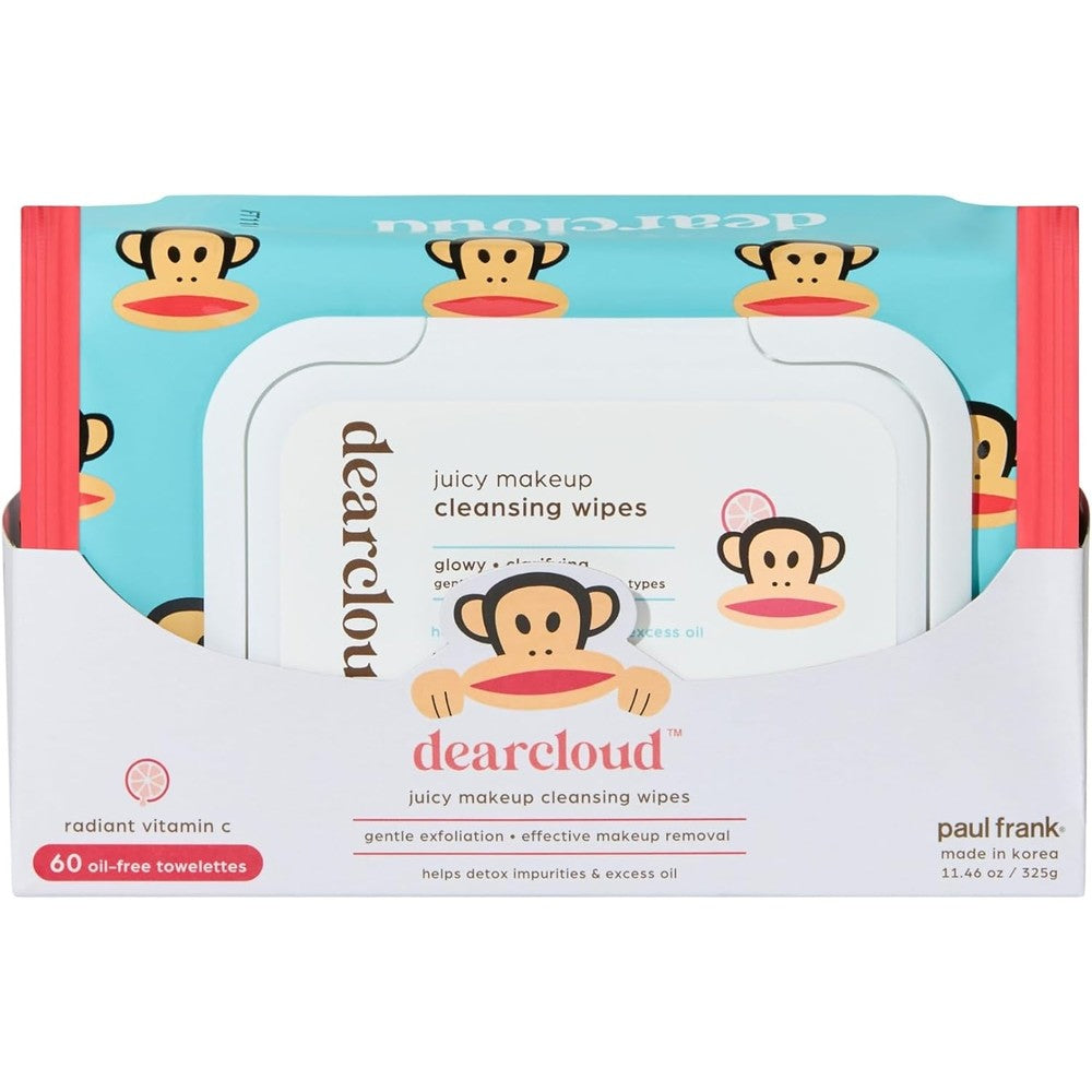 Dearcloud Paul Frank Juicy Makeup Cleansing Wipes With Vitamin C And Aloe Vera Makeup Remover Towelettes 60 Count - Image 1