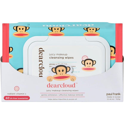 Dearcloud Paul Frank Juicy Makeup Cleansing Wipes With Vitamin C And Aloe Vera Makeup Remover Towelettes 60 Count - Image 1