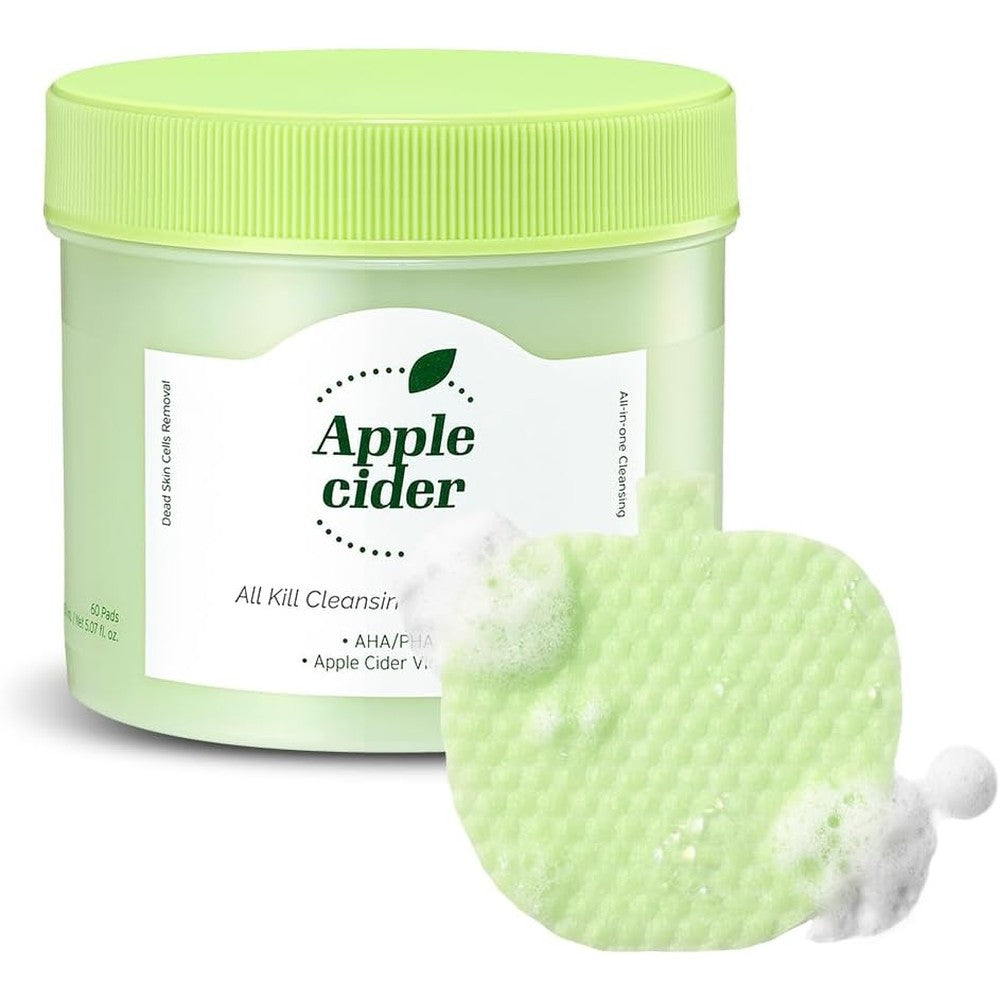Ariul Apple Cider All Kill Cleansing Bubble Pads front view container with Korean skincare branding