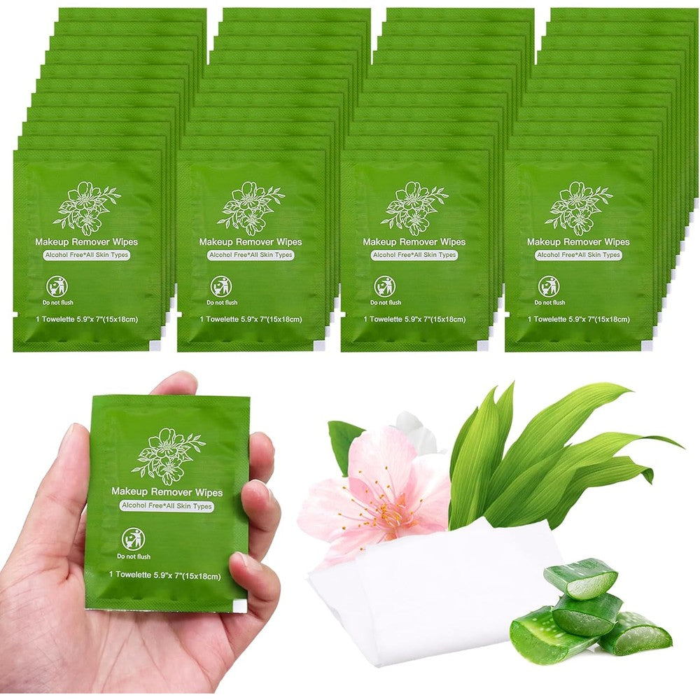 Twoworld individually wrapped makeup remover wipes bulk 100 pack front view