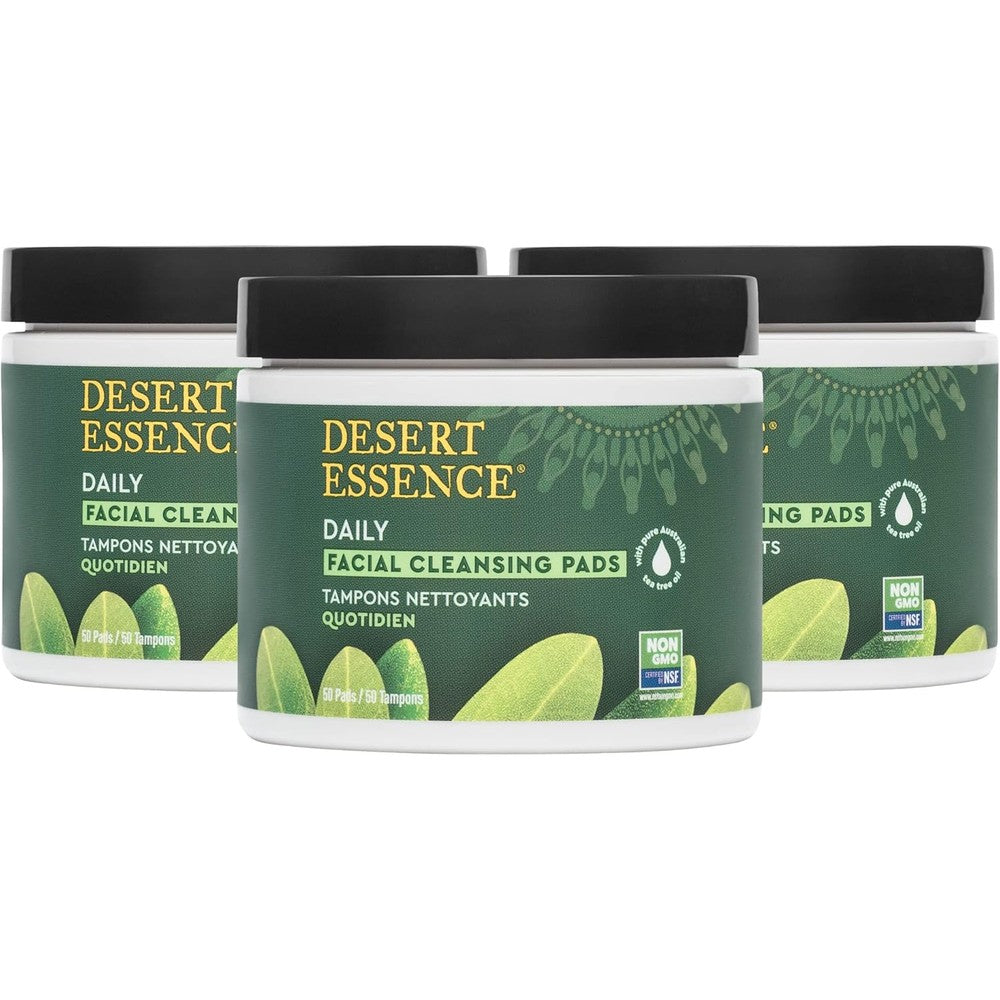 Desert Essence Natural Tea Tree Oil Facial Cleansing Pads front view container