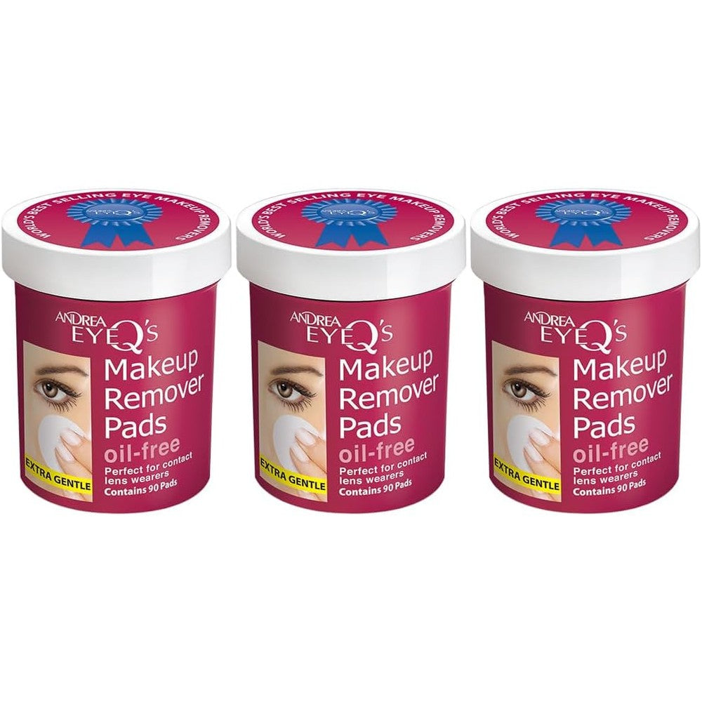 Andrea Eye Q's Oil Free Eye Makeup Remover Pads front view pack of 3