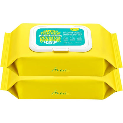 Ariul Stress Relieving Purefull Cleansing Tissue twin pack front view showing makeup remover wipes packaging.