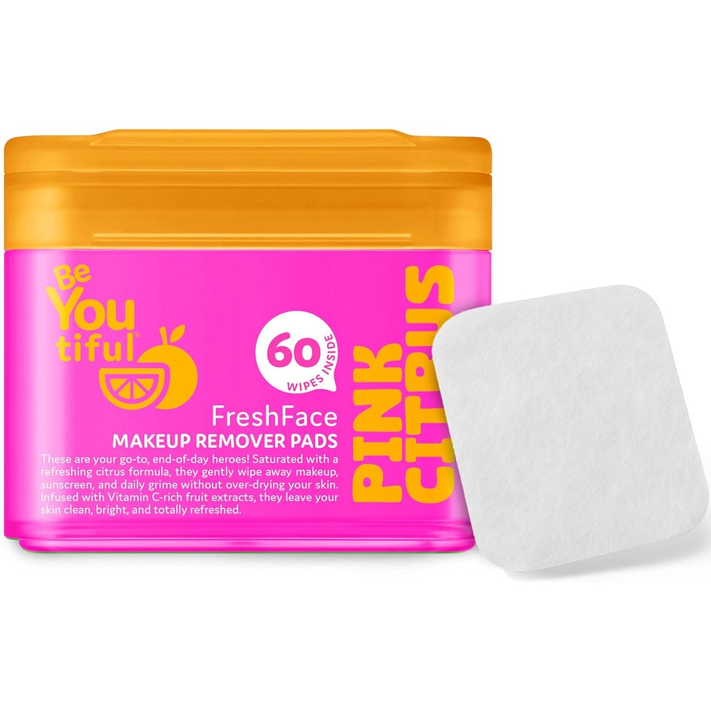 BeYoutiful FreshFace Makeup Remover Face Wipes pink jar front view