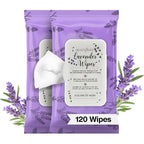 BeautyFrizz Lavender Face Wipes front view 120 count pack