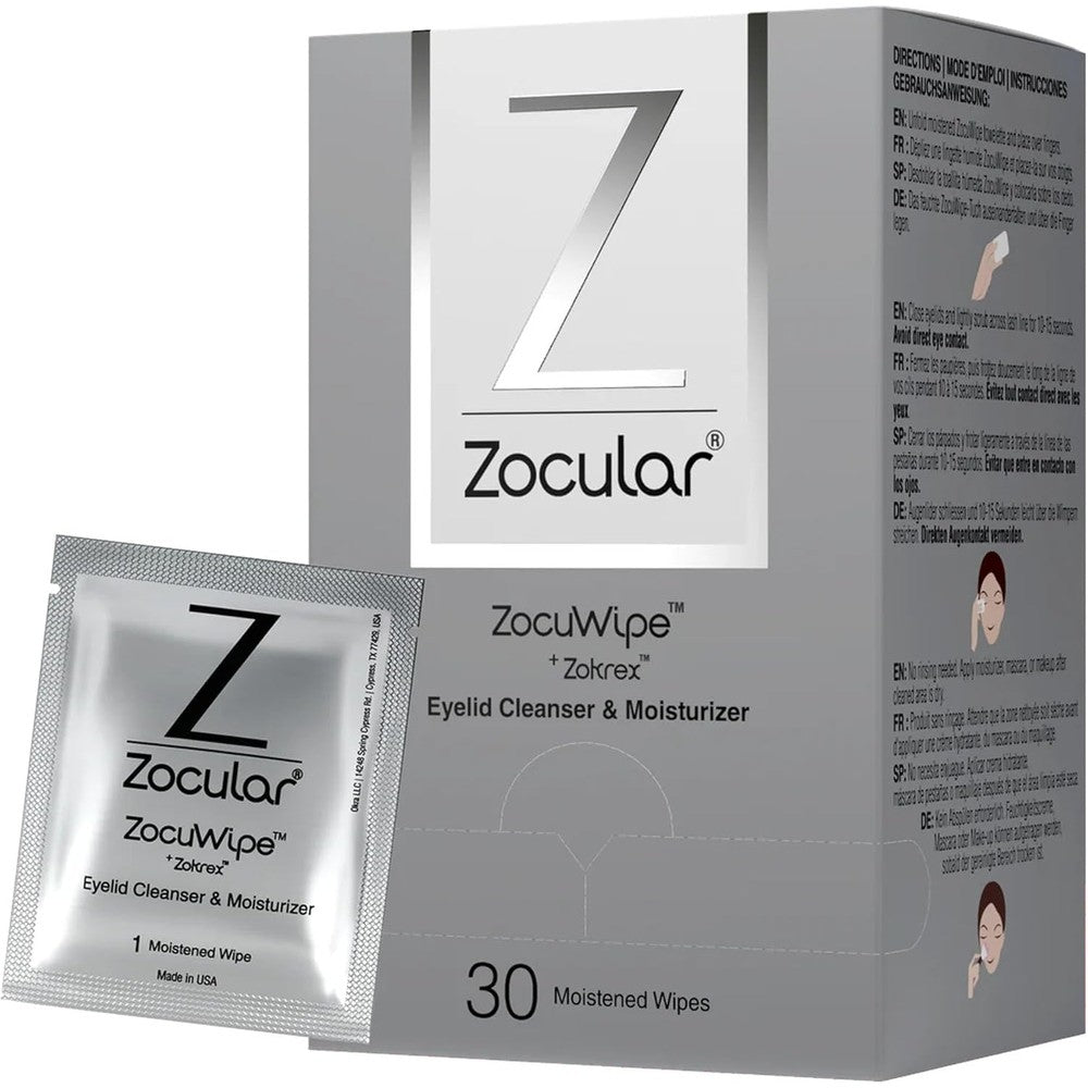 Zocular Zocuwipe Eyelid Cleansing Pads front packaging view