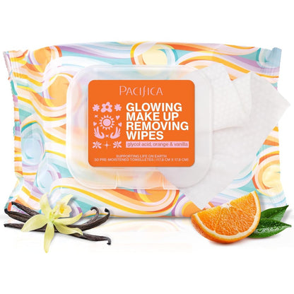 Pacifica Glowing Makeup Remover Wipes 30 count front packaging