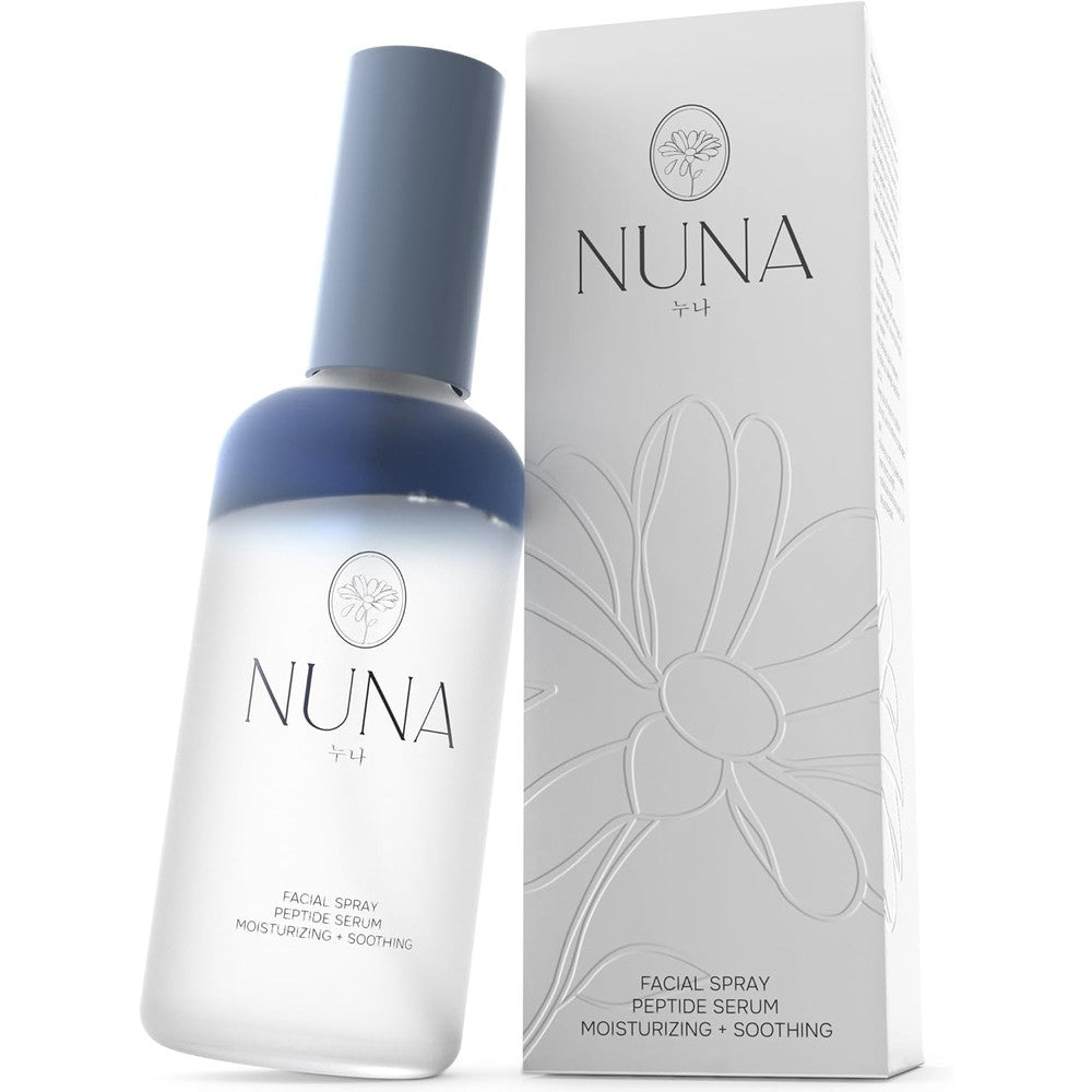 Nuna Ultra Hydrating Face Serum Spray front view showing elegant bottle packaging.