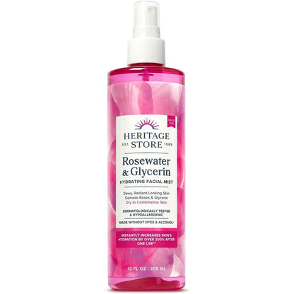 Heritage Store Rosewater and Glycerin Hydrating Facial Mist bottle front view