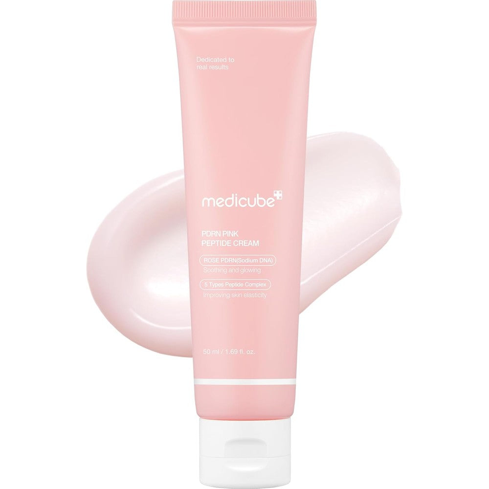 Medicube PDRN Pink Hyaluronic Moisturizing Cream 50ml front view of the packaging tube.