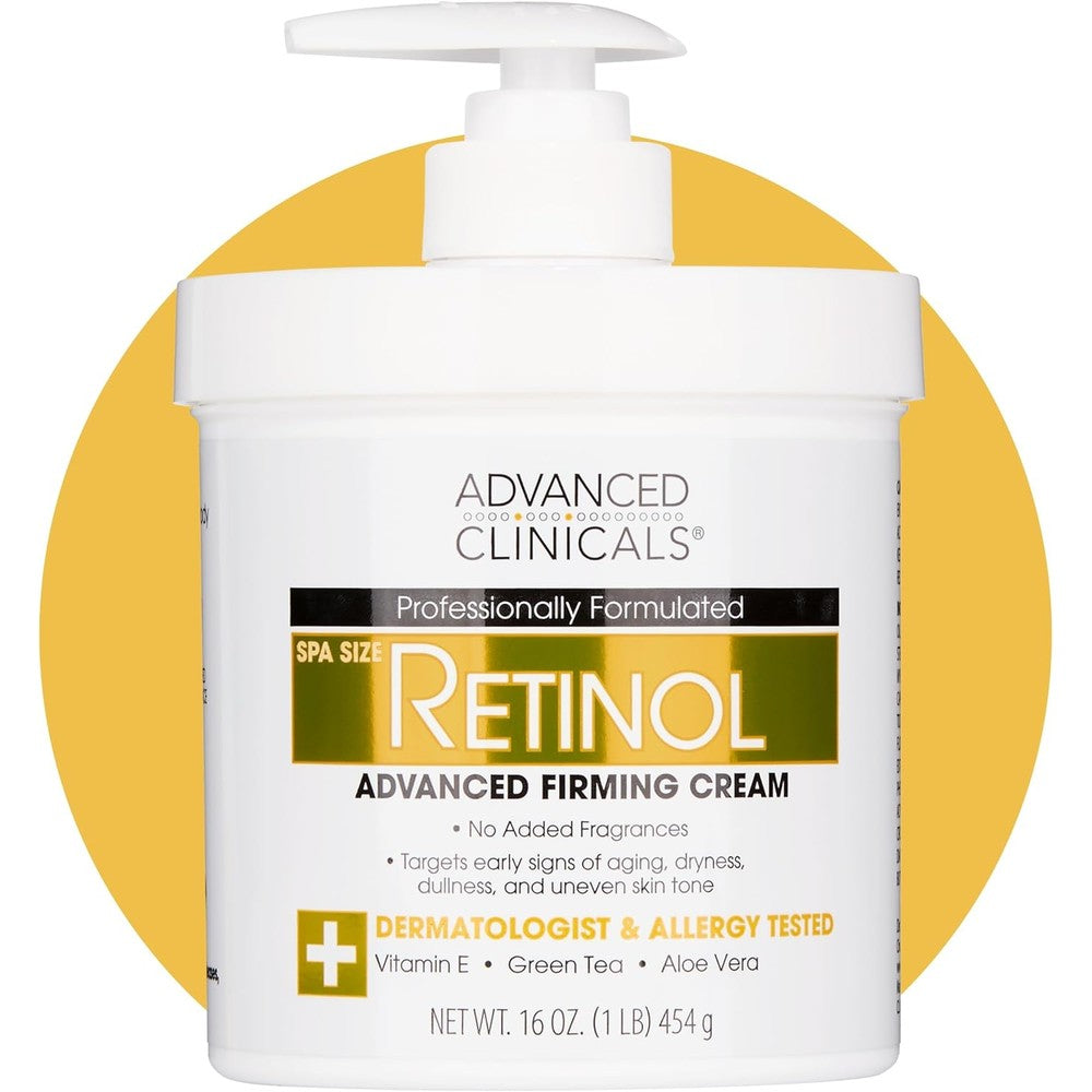 Advanced Clinicals Retinol Advanced Firming Cream front view pump bottle anti aging moisturizer