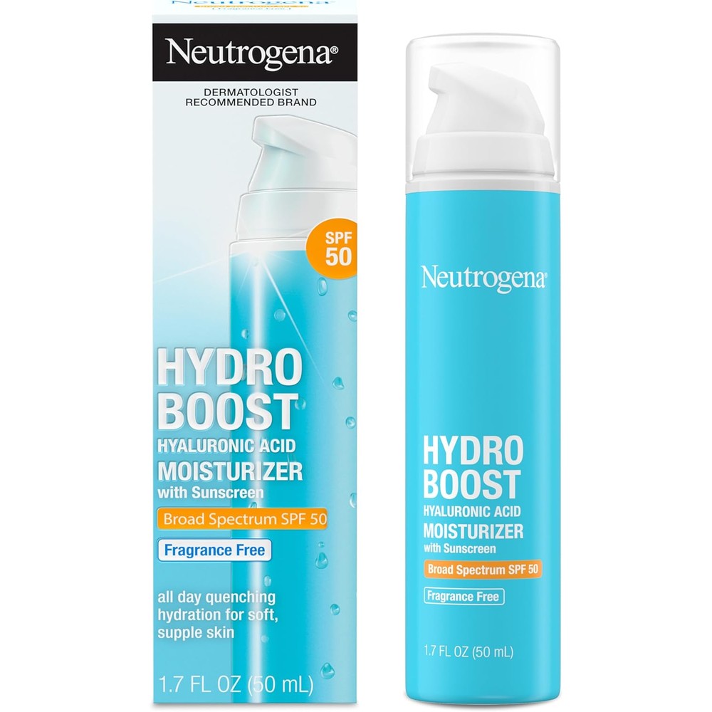 Neutrogena Hydro Boost SPF 50 face moisturizer hydrating dry skin daily
