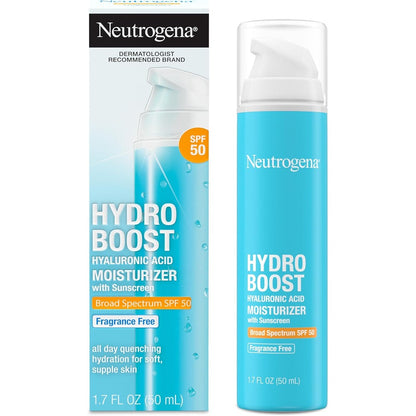 Neutrogena Hydro Boost SPF 50 face moisturizer hydrating dry skin daily