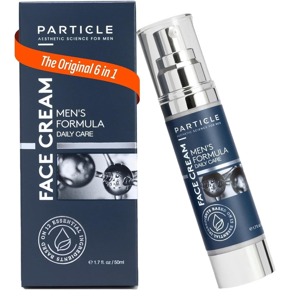 Particle 6-in-1 Face Cream for Men front view bottle daily moisturizing routine
