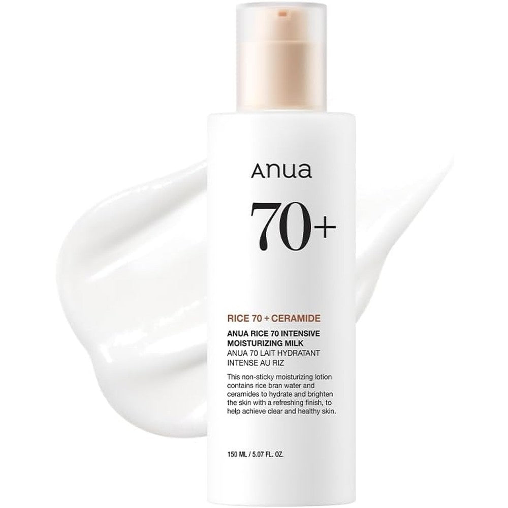 Anua Rice 70 Intensive Moisturizing Milk front view bottle for glass skin