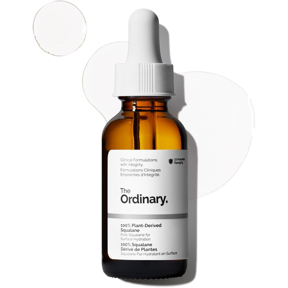 The Ordinary 100% Plant-Derived Squalane 30ml bottle front view for hydrating skincare.