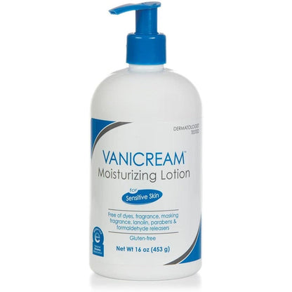Vanicream Moisturizing Lotion with Pump 16 Ounce front view bottle for sensitive skin.