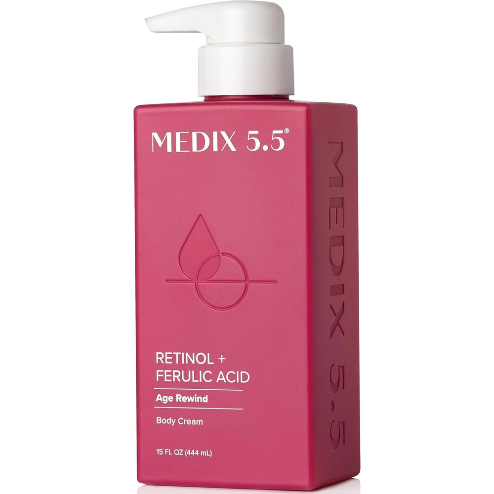 Medix 5.5 Retinol Body Lotion front view bottle with pump