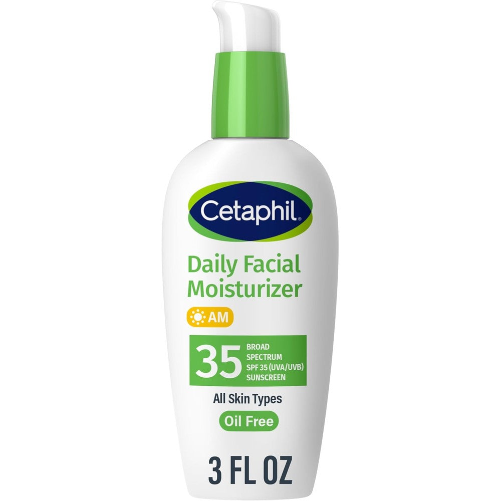 Cetaphil Daily Oil Free Facial Moisturizer SPF 35 front view bottle for sensitive skin