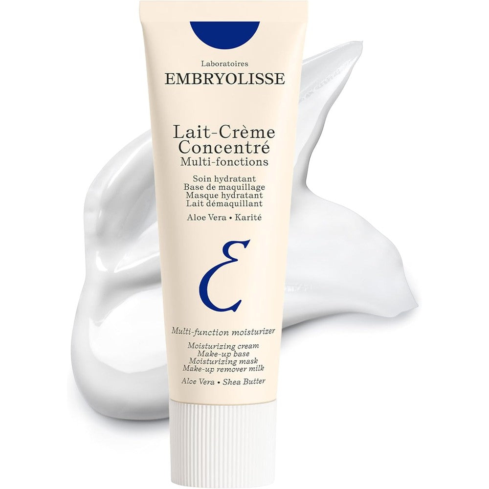Embryolisse Lait-Crème Concentré 75ml aluminum tube front view showing iconic blue design for hydration moisturizer