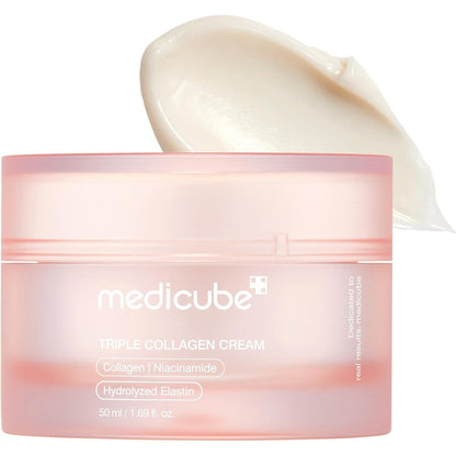 Medicube Triple Collagen Cream front view packaging of the hydrating and firming moisturizer jar