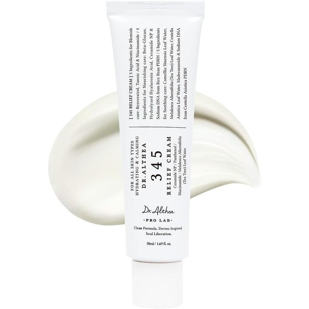 Dr Althea 345 Relief Cream front view tube packaging for acne barrier repair