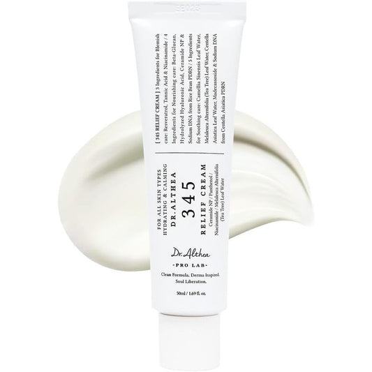 Dr Althea 345 Relief Cream front view tube packaging for acne barrier repair