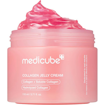 Medicube Collagen Jelly Cream front view of the packaging jar showcasing product details