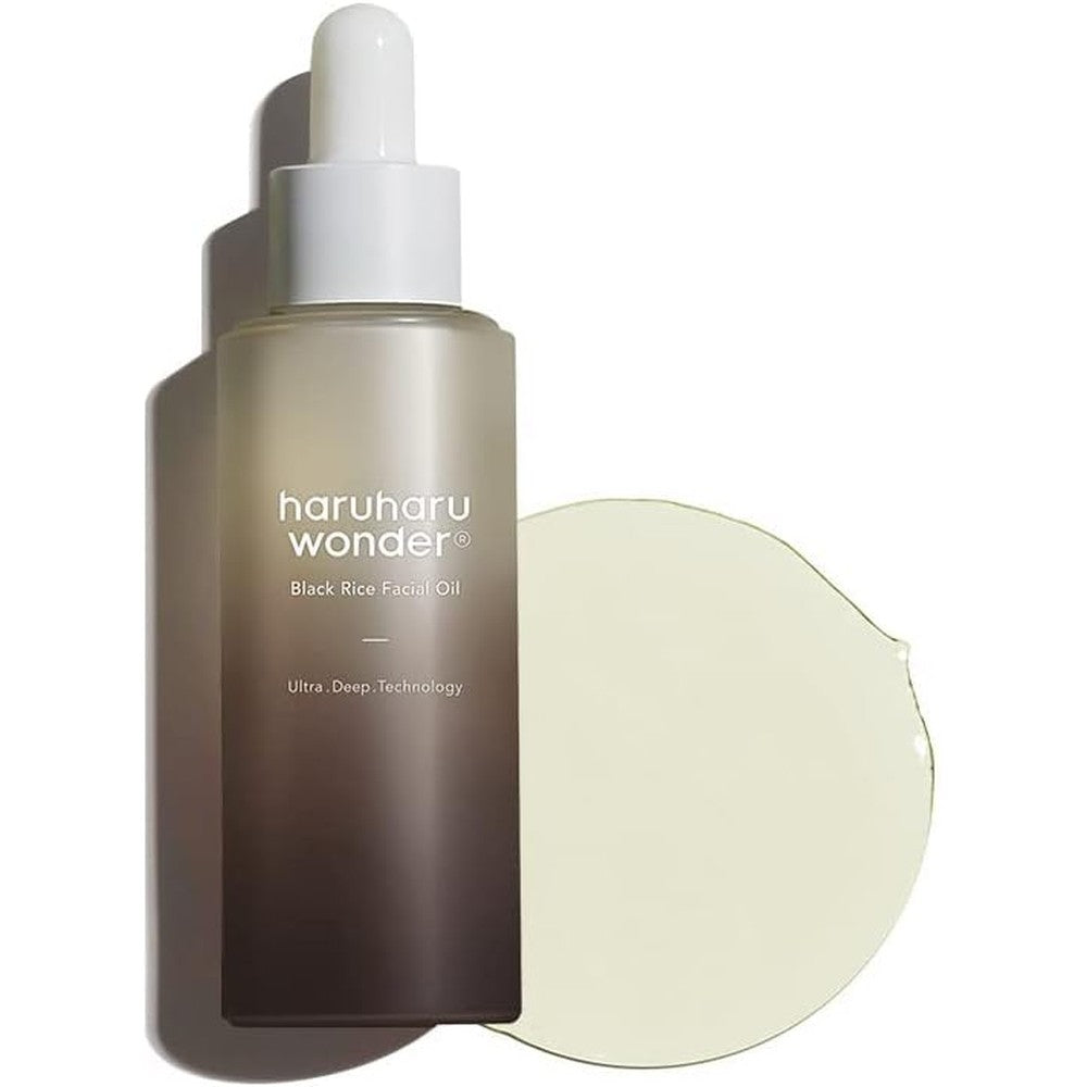 Haruharu Wonder Black Rice Facial Oil front view bottle on a clean background
