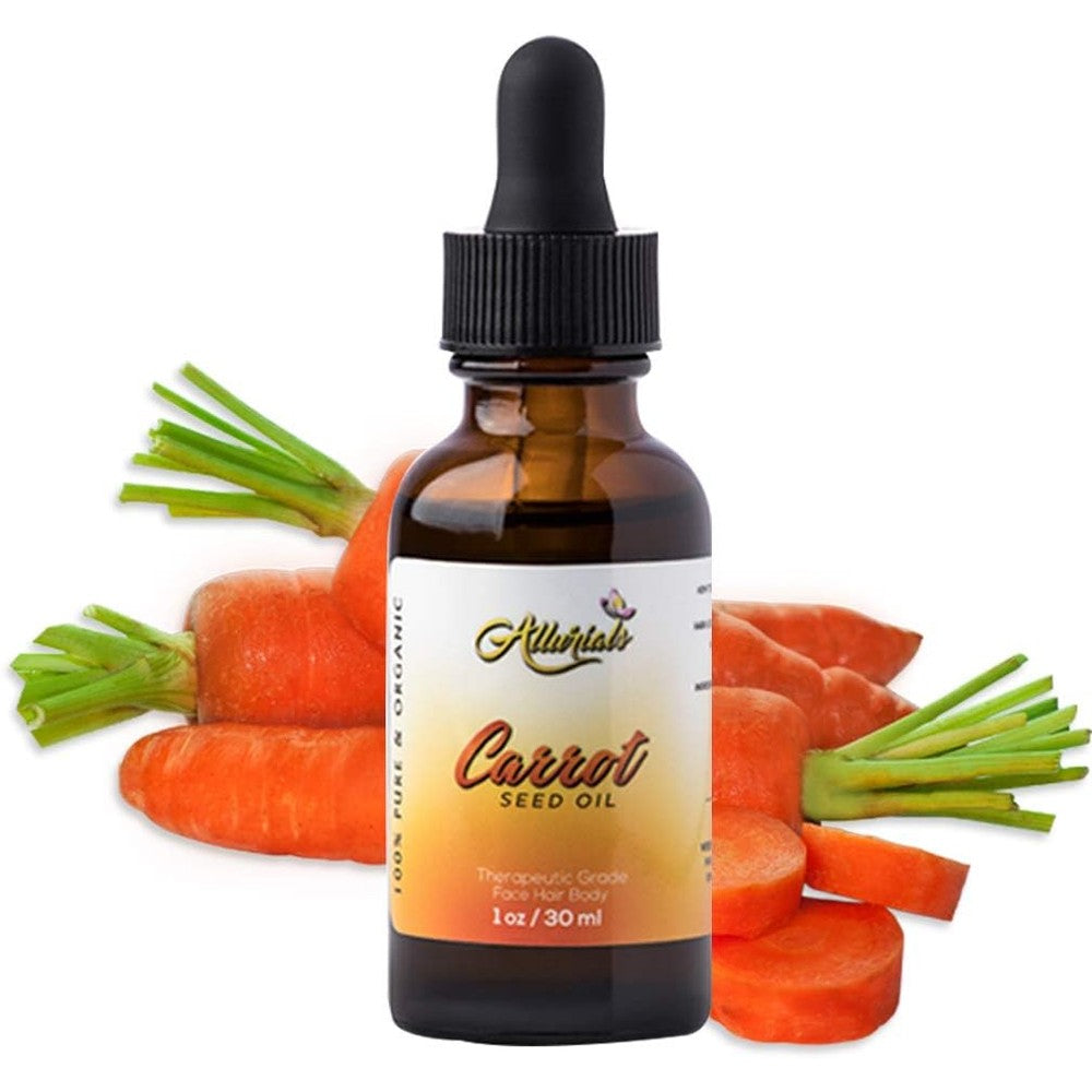 Allurials Organic Carrot Seed Oil 1 Ounce bottle front view authentic USA beauty import