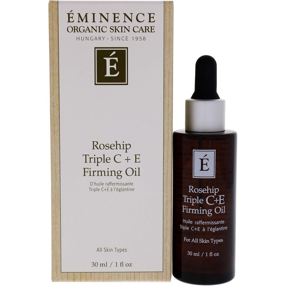 Eminence Rosehip Triple C Plus E Firming Oil 1 Ounce bottle front view anti aging skincare treatment