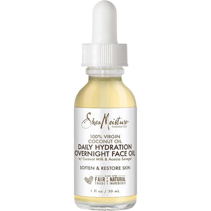 SheaMoisture Overnight Face Oil front view packaging bottle for daily hydration