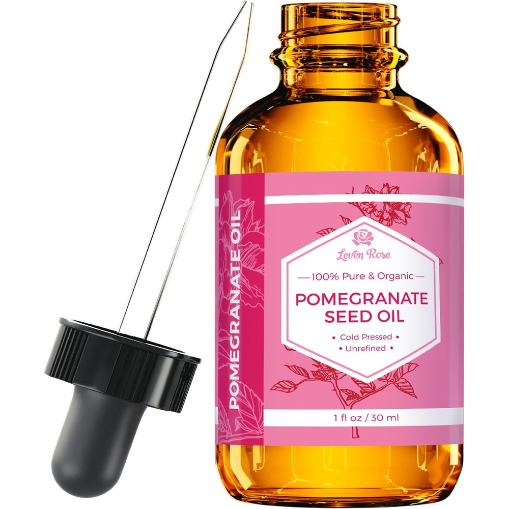 Leven Rose Organic Pomegranate Seed Oil 1 fluid ounce front view bottle