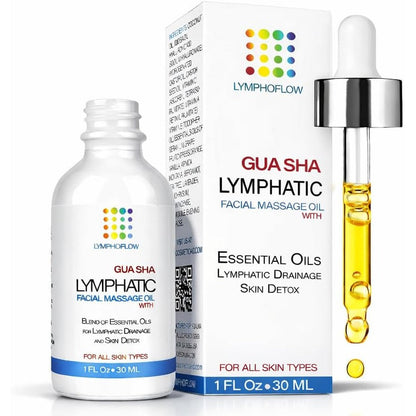 Bruizex Facial Lymphatic Drainage Oil front view of the one fluid ounce bottle for gua sha massage