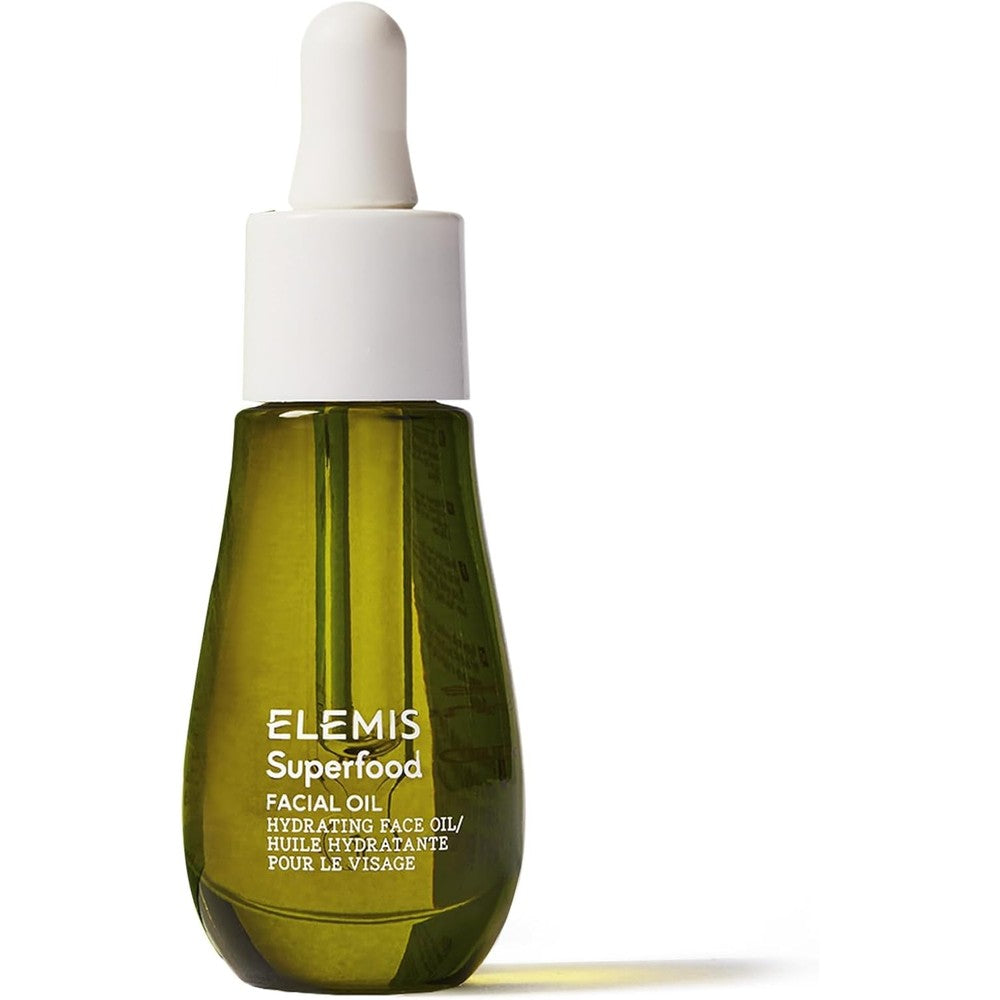ELEMIS Superfood Facial Oil front view bottle on a clean background for antioxidant skincare.