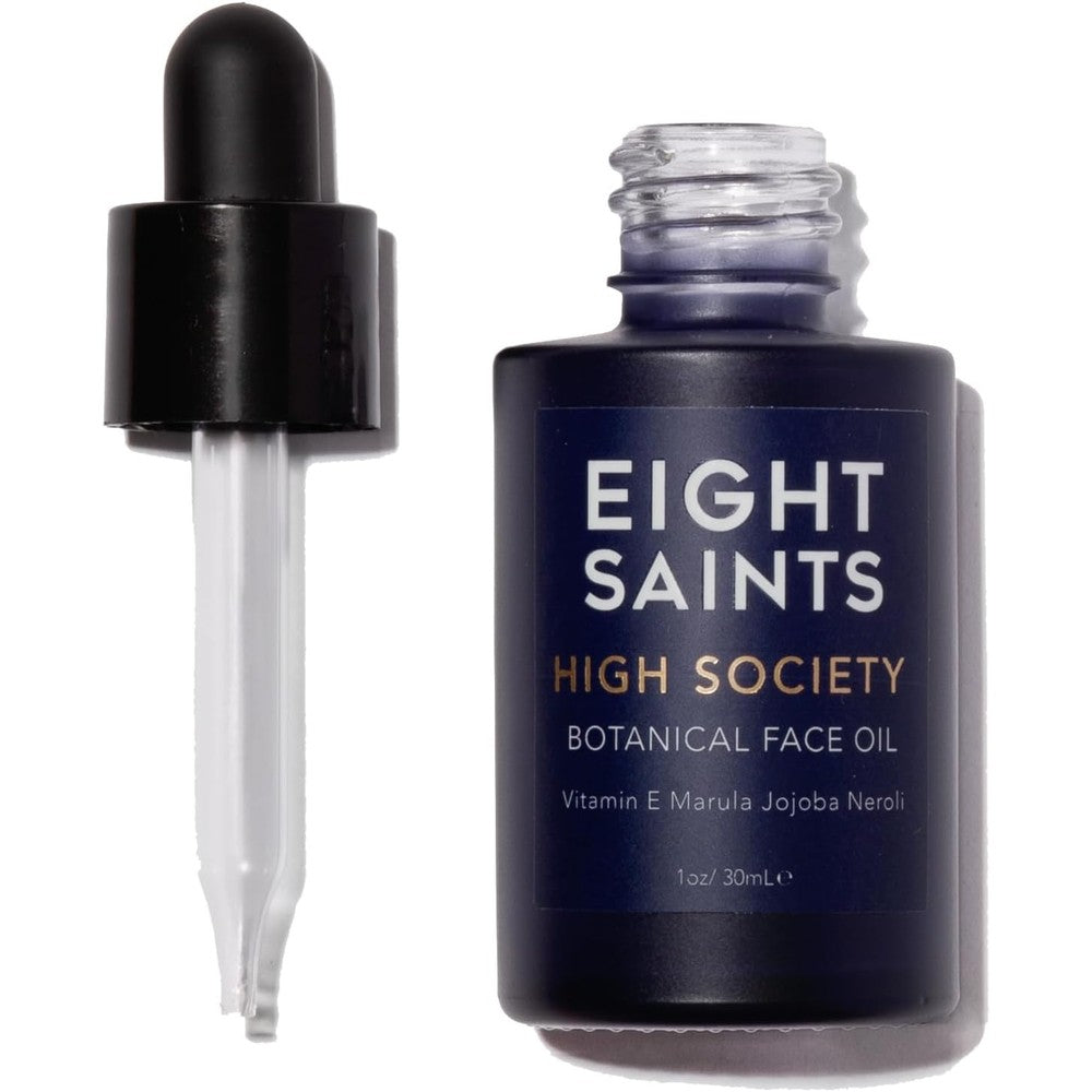 Eight Saints High Society Botanical Face Oil front view bottle on a clean background