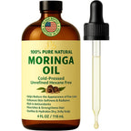 Pomberries organic moringa seed oil front view amber glass bottle