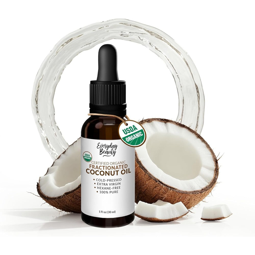 MAYJAM organic fractionated coconut oil amber glass bottle front view for premium skin moisturization