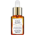 Sunday Riley CEO Glow facial oil front view in amber glass bottle