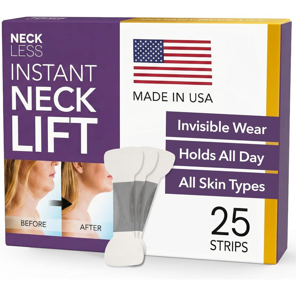 LadPemo NECK LESS Professional Face Lift Strips front packaging view showing 25 instant jawline tape patches