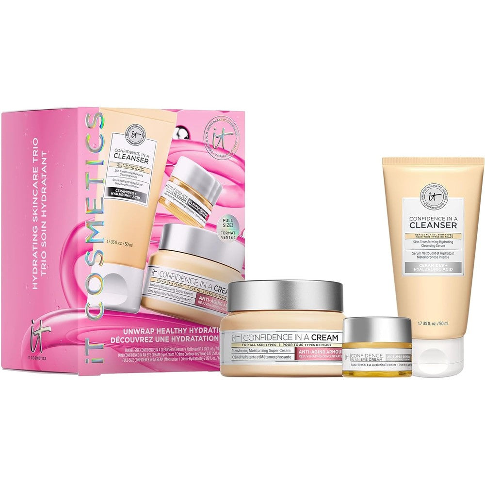IT Cosmetics Unwrap Healthy Hydration skincare set with face moisturizer and cleanser