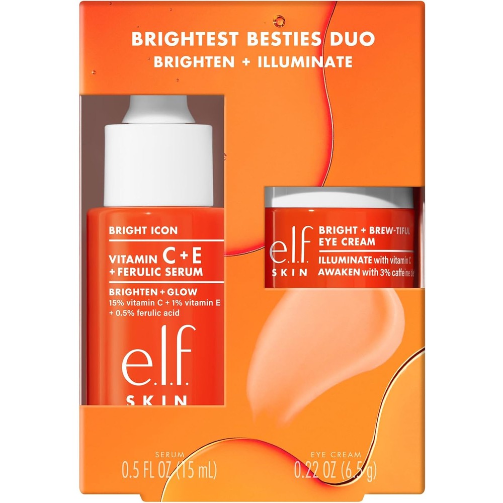 e.l.f. SKIN Brightest Besties Duo travel-sized skincare set with vitamin c serum and eye cream