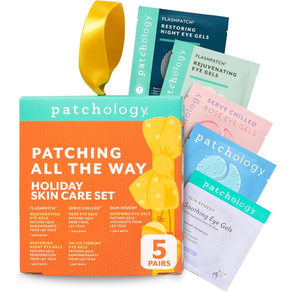 Patchology Patching All The Way Gift Set front packaging view showing limited edition holiday design