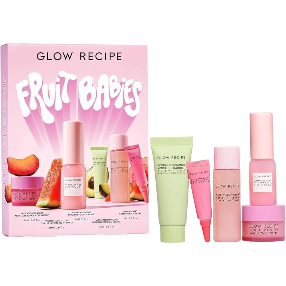 Glow Recipe Fruit Babies Skincare Kit front view of the outer packaging box.