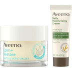 Aveeno sensitive skin moisturizer bundle front view showing oat gel and daily cream