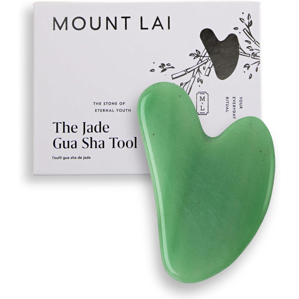Mount Lai Jade Gua Sha Facial Lifting Tool front view of heart shaped stone