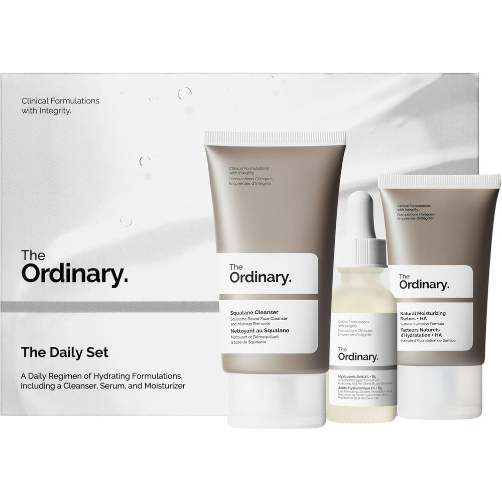 The Ordinary Daily Set three piece skincare kit for complete routine