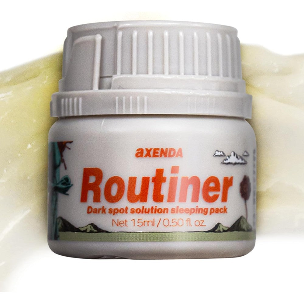 VQM AXENDA Routiner Gentle Exfoliating Sleeping Peel Pack front view tube for overnight skin brightening.