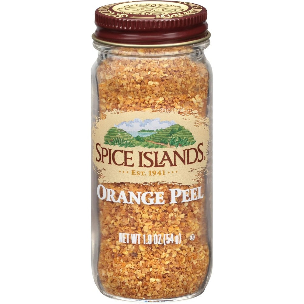Spice Islands Orange Peel 1.9 Ounce glass shaker bottle front view