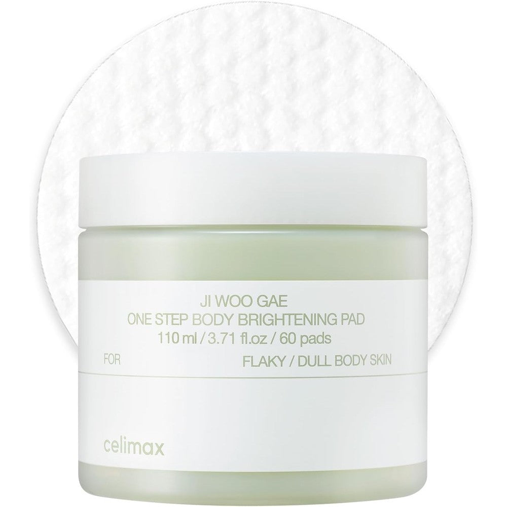 Celimax ONE STEP Body Brightening Pad jar front view showcasing authentic Korean body care packaging